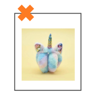 Oorwarmers unicorn blauw gestreept